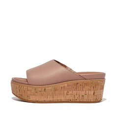 FITFLOP ELOISE  Cork-Wrap Leather Wedge Slides