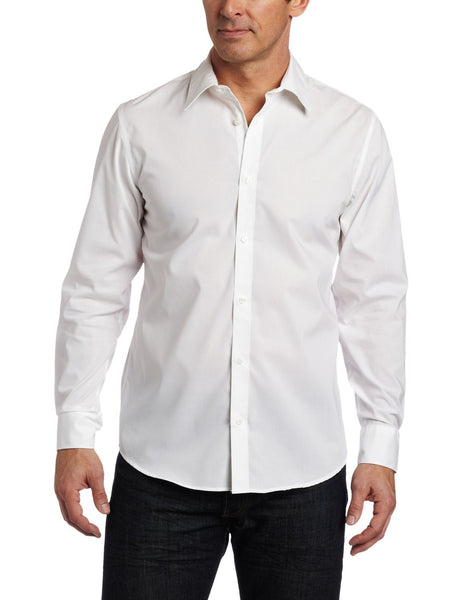 Calvin Klein Solid Button-Front Woven Shirt  - Black - Mens