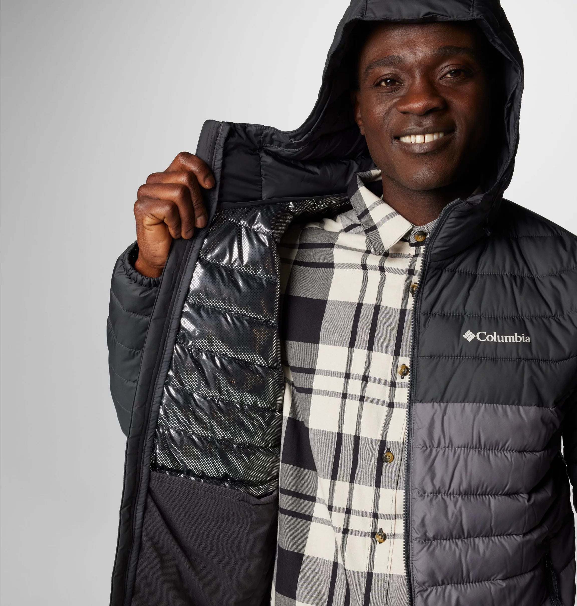 Columbia Men's Powder Lite™ II Hooded Jacket - City Grey, Shark Columbia Men's Powder Lite™ II Hooded Jacket - City Grey, Shark