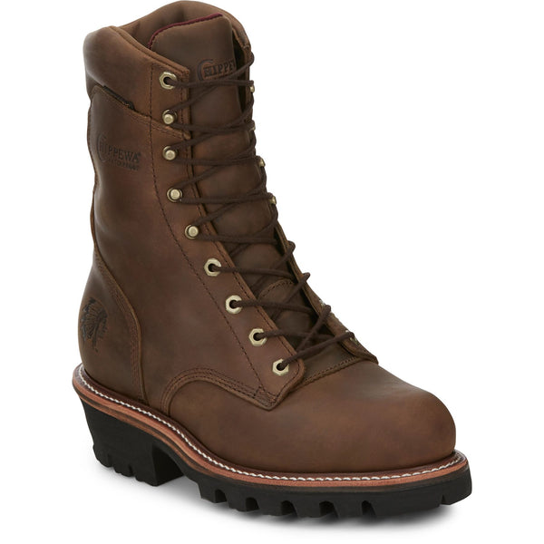 Chippewa Men's Super Dna 9" Waterproof Steel Toe Insulated Logger - Bay Apache (Tan)