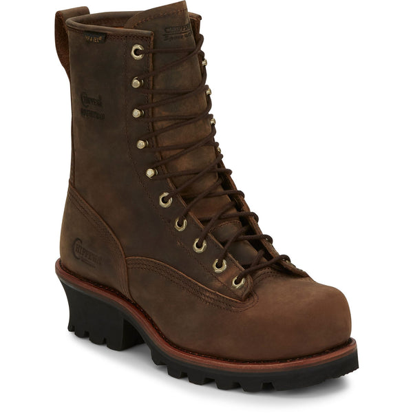 Chippewa Men's Paladin 8" Waterproof Steel Toe Logger - Bay Apache (Brown)