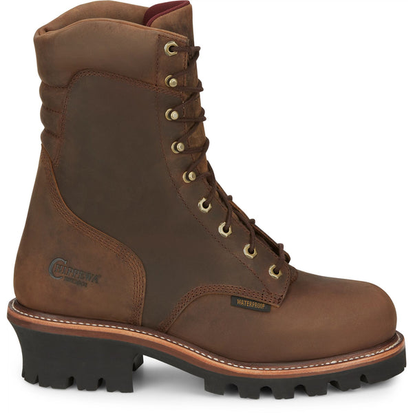 Chippewa Men's Super Dna 9" Waterproof Steel Toe Insulated Logger - Bay Apache (Tan)