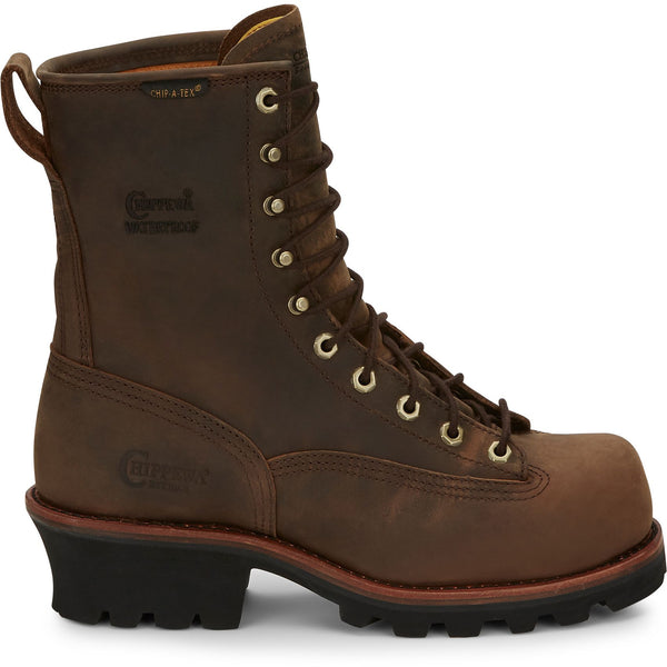 Chippewa Men's Paladin 8" Waterproof Steel Toe Logger - Bay Apache (Brown)