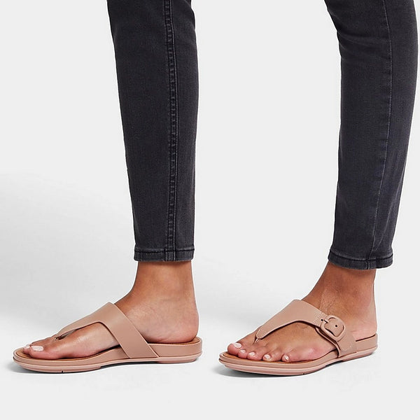 FITFLOP GRACIE Matt-Buckle Leather Toe-Post Sandals - Women's