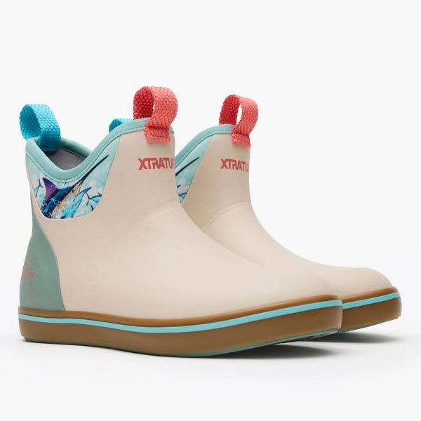 Xtratuf Women's 6 in Ankle Deck Boot Guy Harvey - BONE WHITE MARLIN