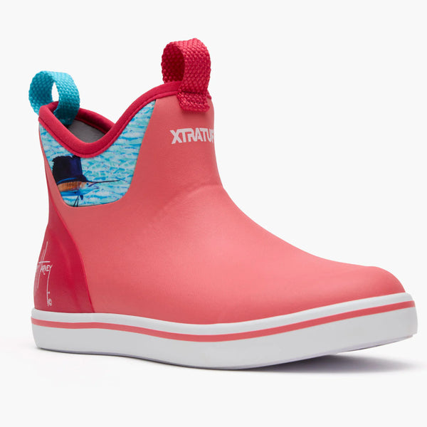 Xtratuf Women's 6 in Ankle Deck Boot Guy Harvey - CORAL SAILFISH