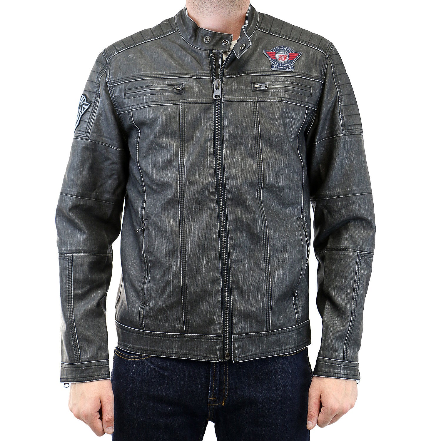 Buffalo by David Bitton Jarley Denim PU Bomber Jacket Cannon