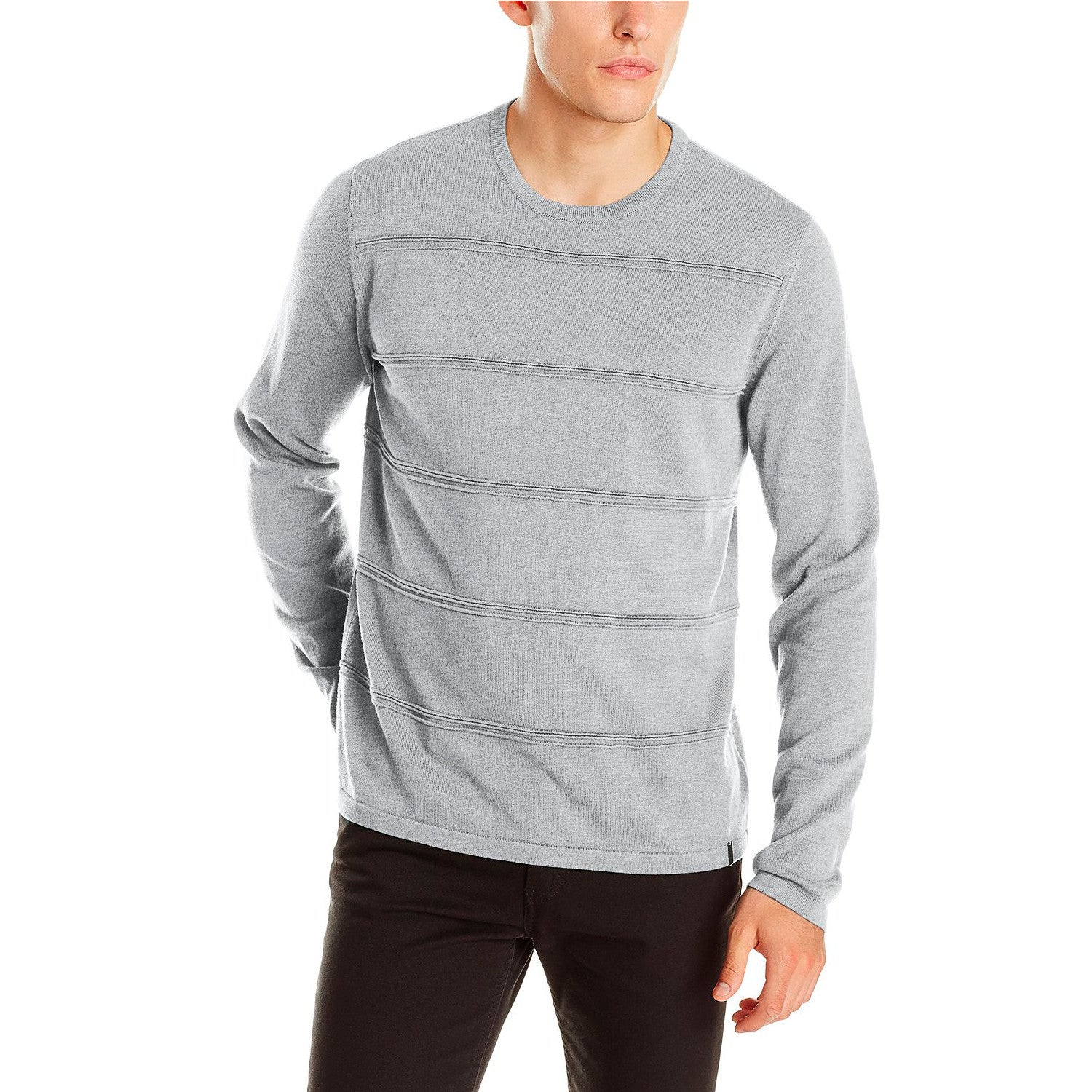 Calvin Klein Sportswear Men s Ottoman Stripe Sweater Soft Grey Heather Mens