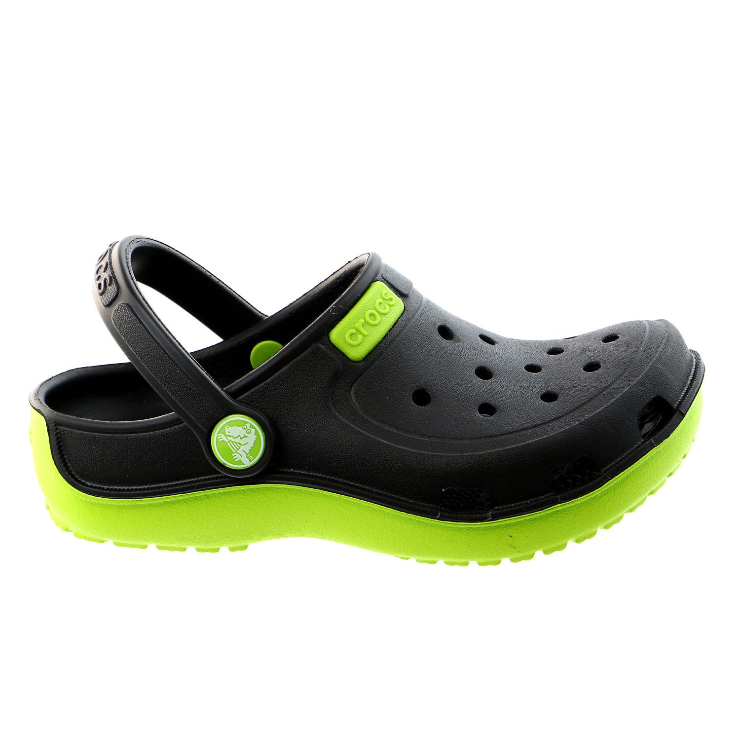 Crocs Duet Wave K Clog Sandal Black/Volt Green Girls - Shoplifestyle