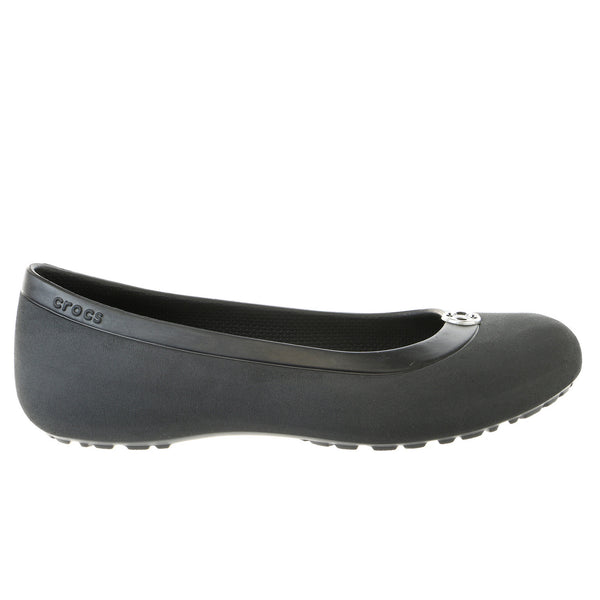 Crocs Cap Toe Mirror Ballet Flats Shoe Black/Black Womens