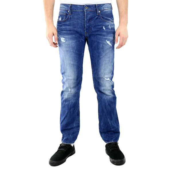 G-Star 3301 Stright Comfort Accel Denim Jeans - Light Aged Destroy - Mens