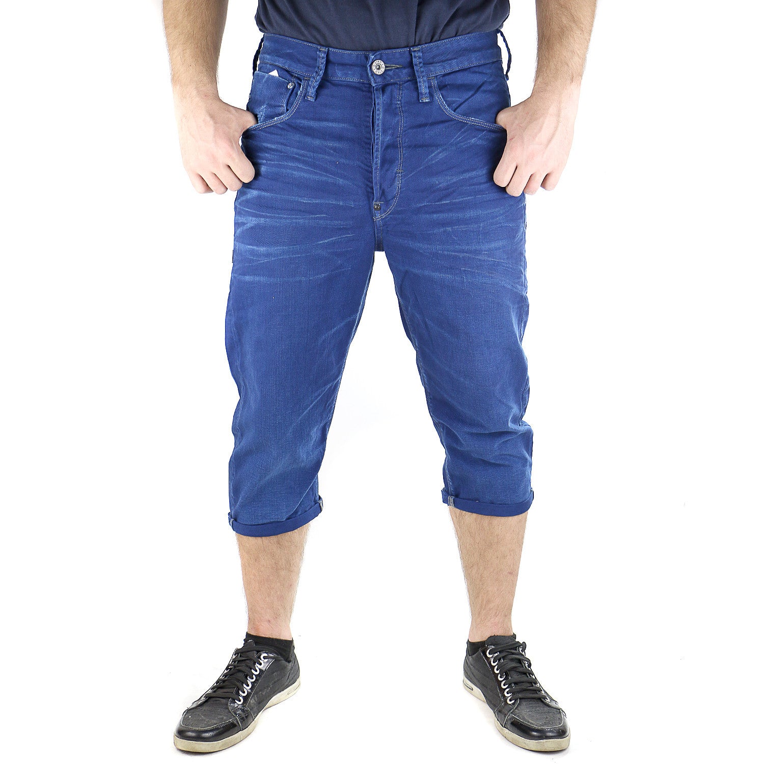 Boys three fourth shorts & capri soft stretchable denim dark blue color  below knee length