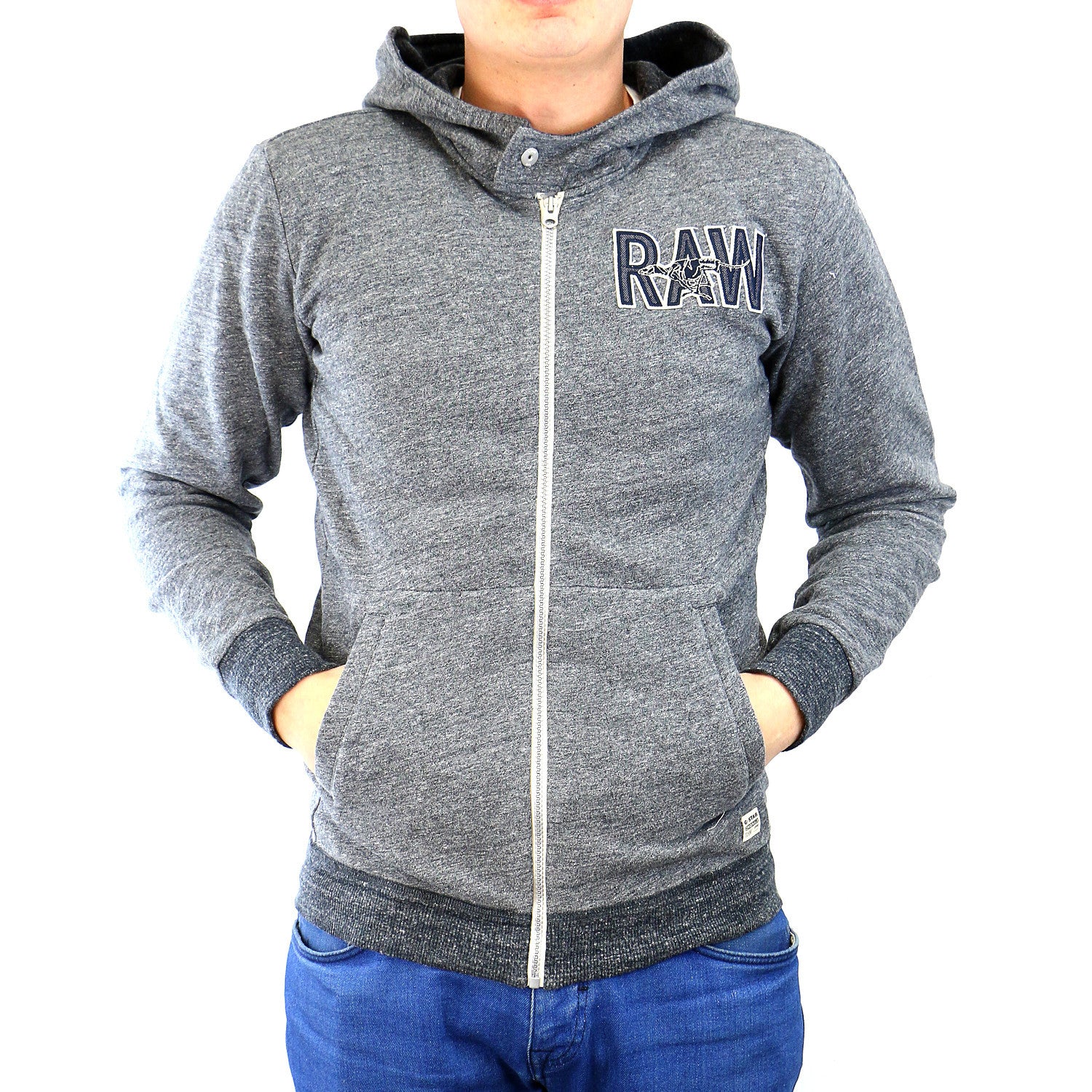 G Star Limbar Hooded Vest Sweat Jacket Raw Grey Heather Mens