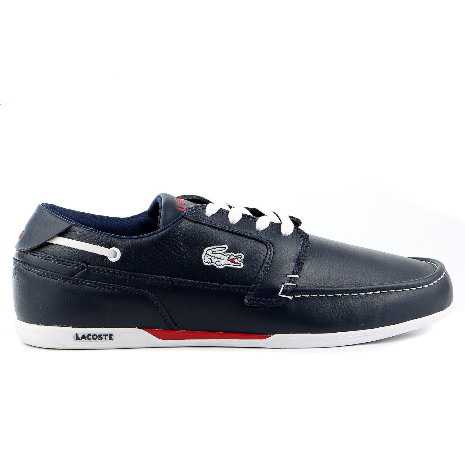 Lacoste Dreyfus Moccasin Loafer Boat Shoe Dark Blue White Mens