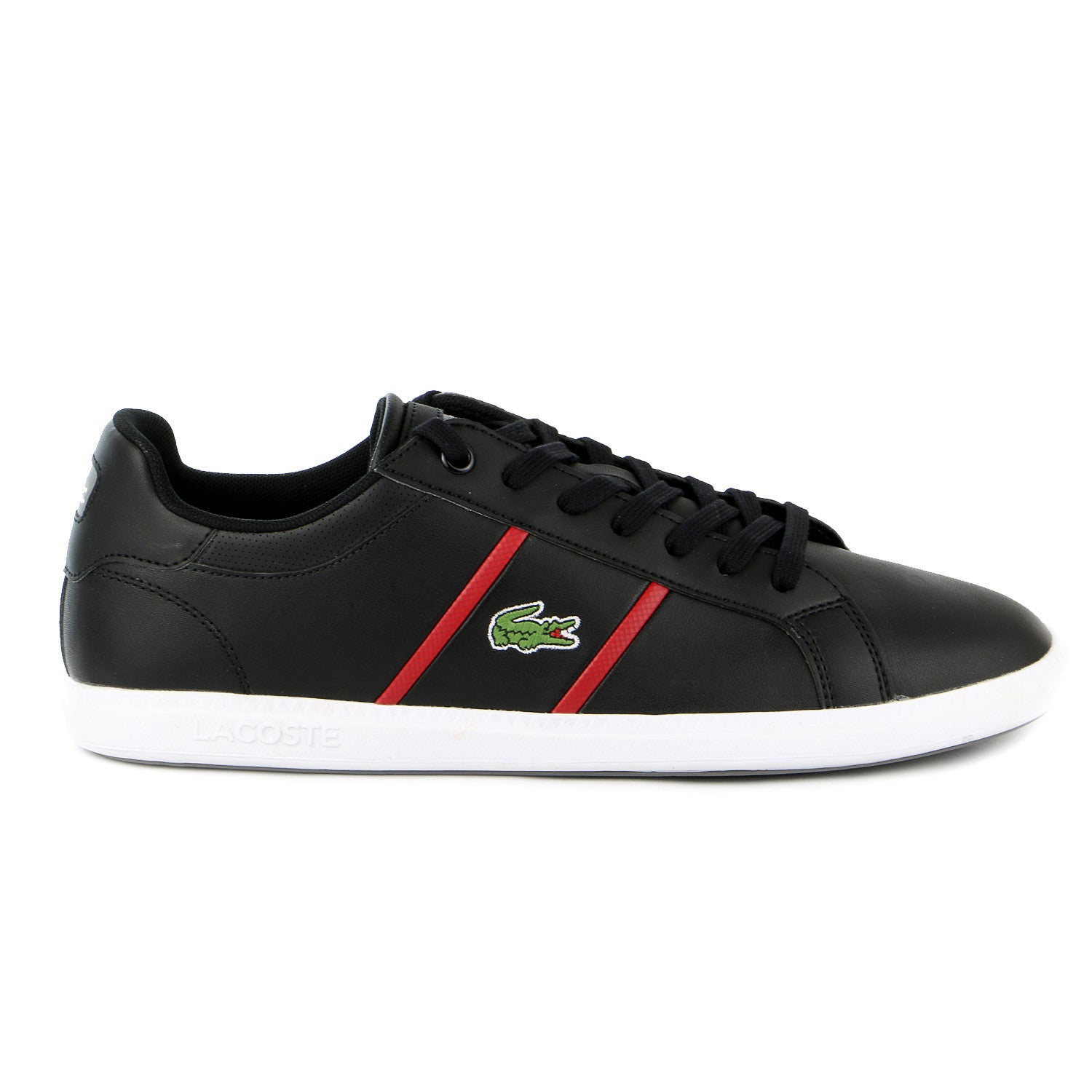 Lacoste Graduate EVO Fashion Sneaker Shoe Black Dark Red Mens