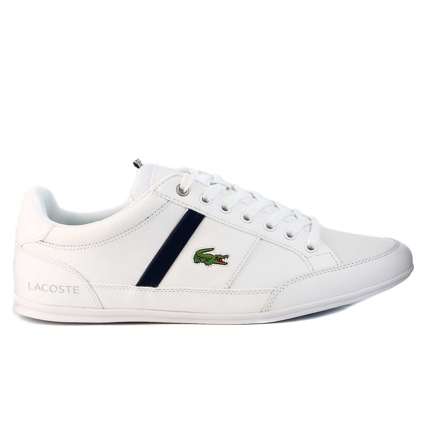 Lacoste shoes white best sale and blue