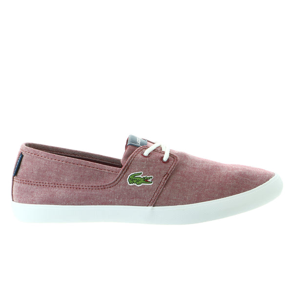Lacoste Marice Lace LIN Chambray Fashion Sneaker Shoe - Dark Red/Dark Red - Mens