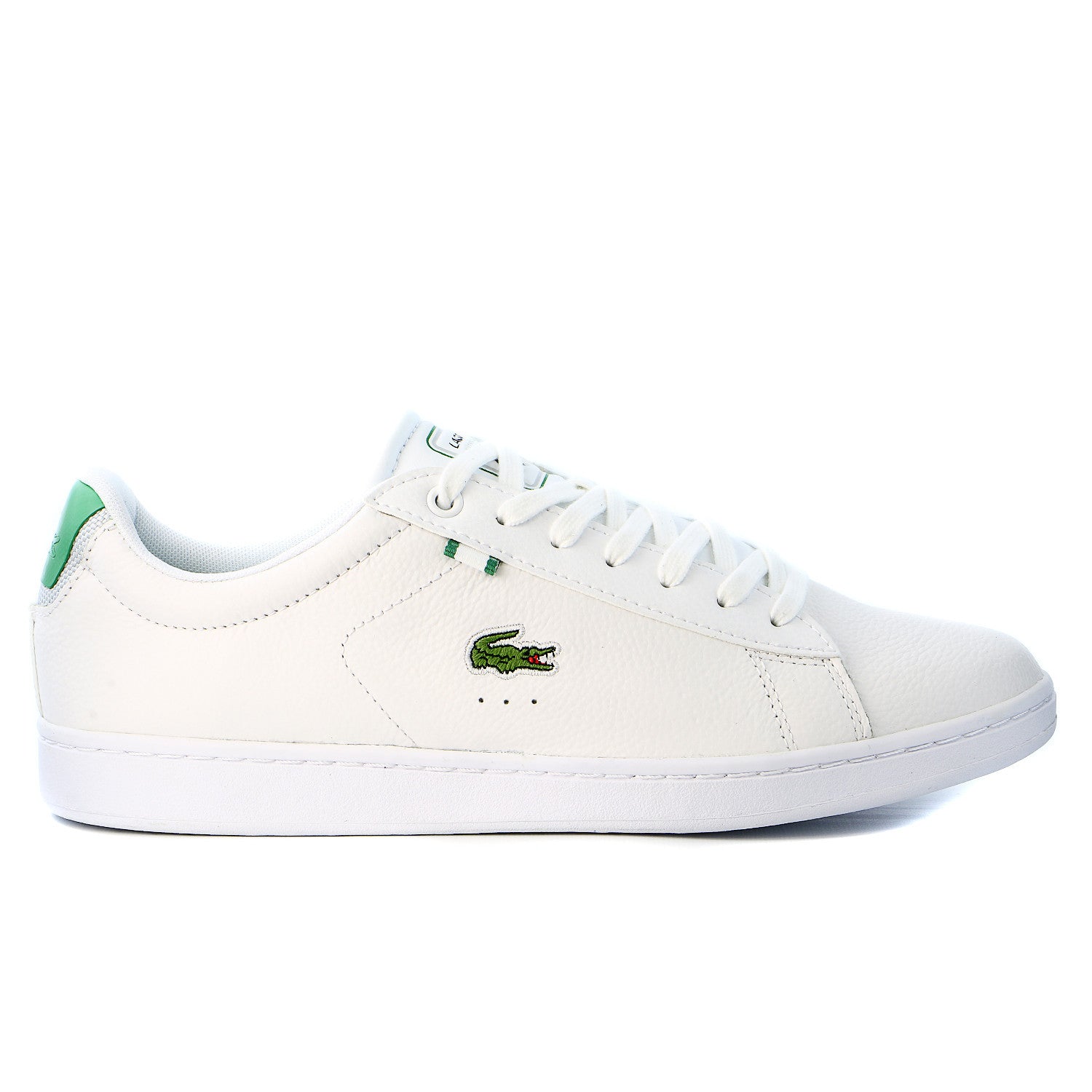 Lacoste Carnaby EVO Leather Training Sneaker Shoe White/Green Mens - Shoplifestyle