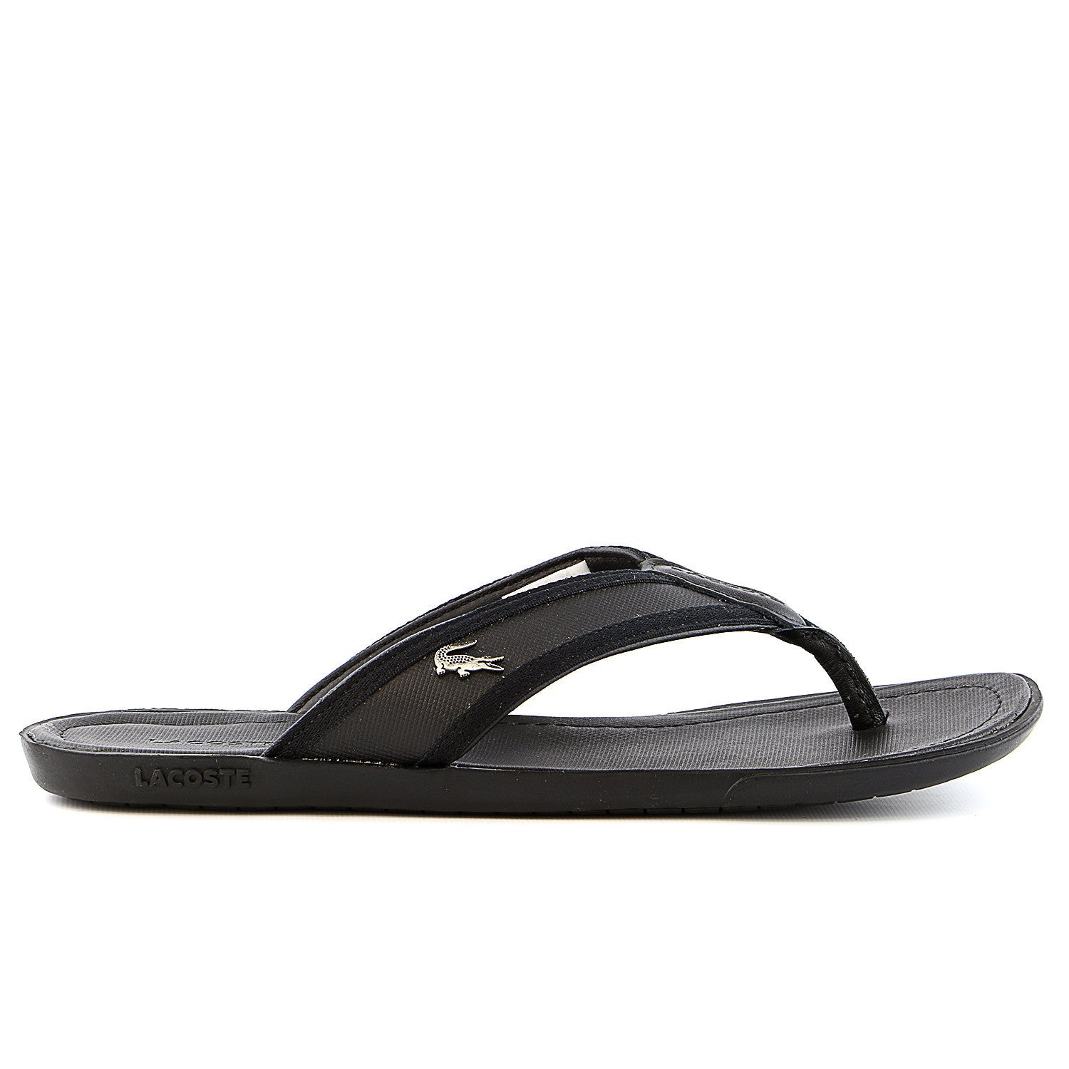 Lacoste 6 Leather Flop Thong Sandal - Black - Mens Shoplifestyle