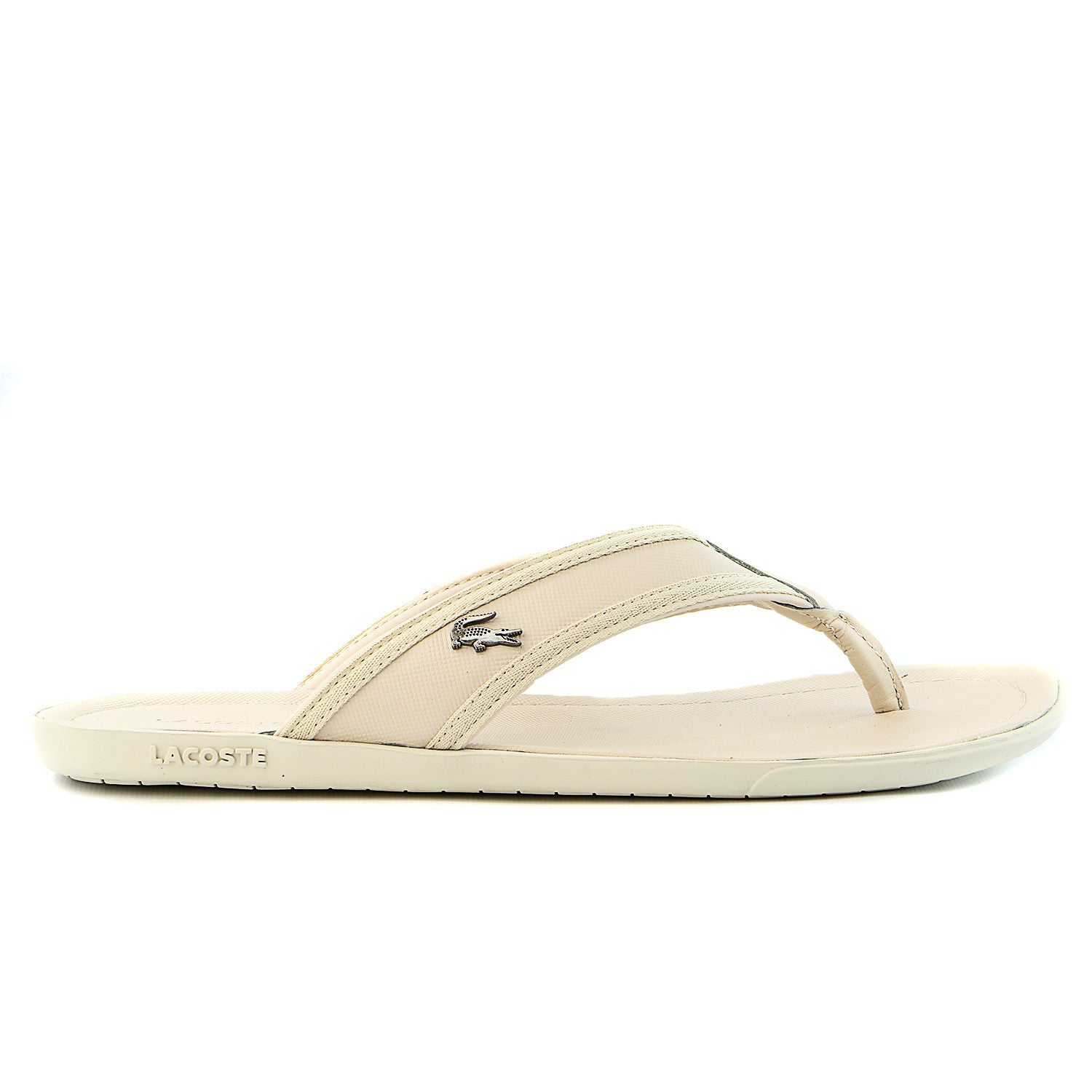Lacoste Carros 6 Leather Flip Flop Thong Sandal Black Mens