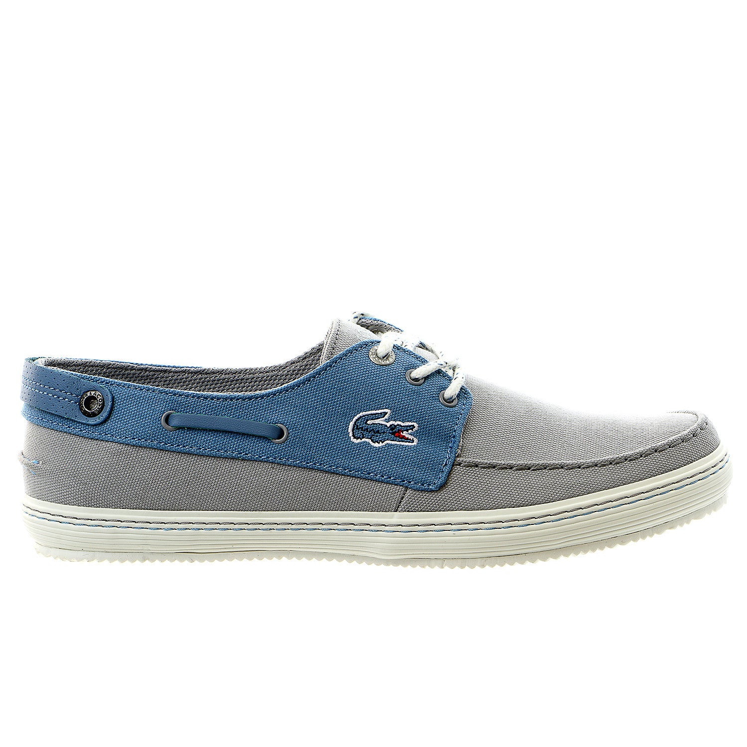 Lacoste Sumac 8 Moccasin Boat Shoe - Light Grey/Blue Mens - Shoplifestyle