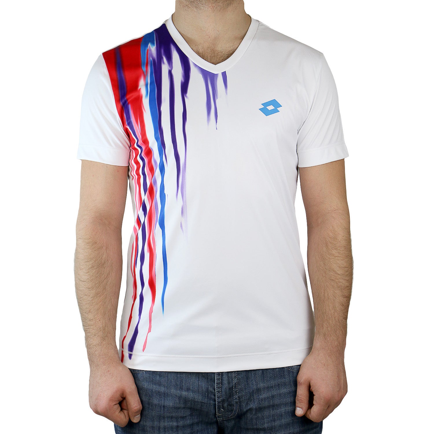 lotto tennis gear Lotto Cast Tennis Tee Shirt - White/Multi - Mens
