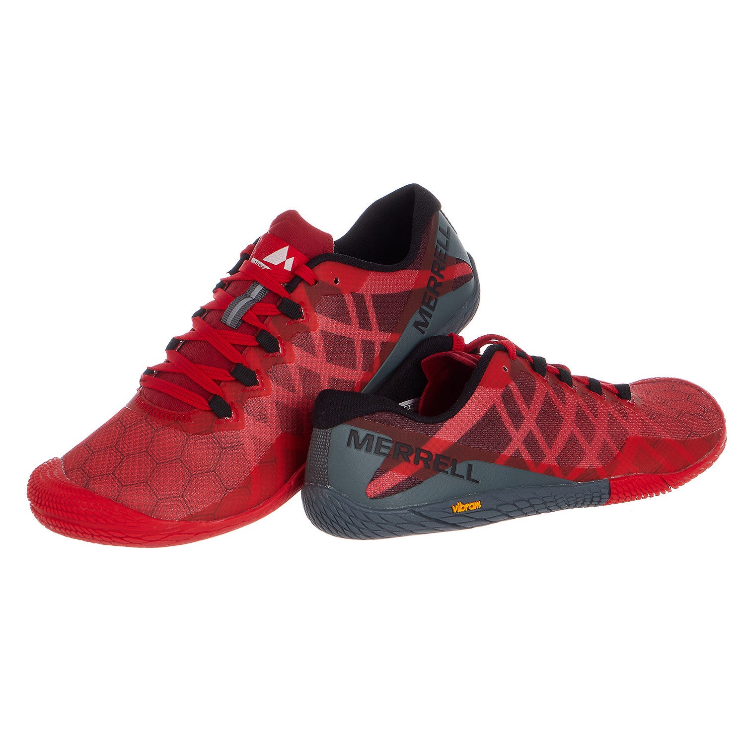 Merrell Barefoot Trail Glove Shoes Mens size 7 Black/Molton Lava Red Gray  Vibram