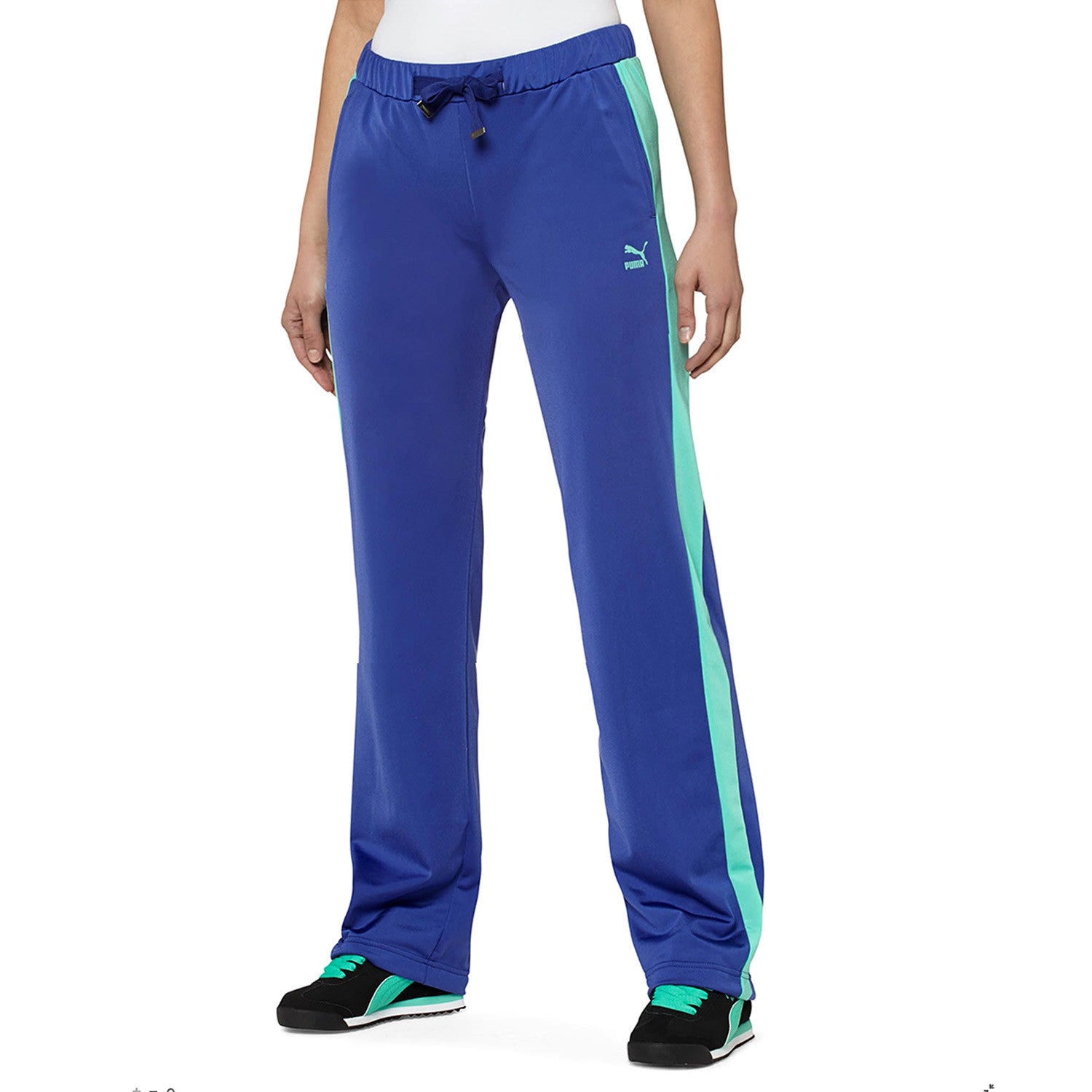 Women's Blue Cotton Solid Trackpants