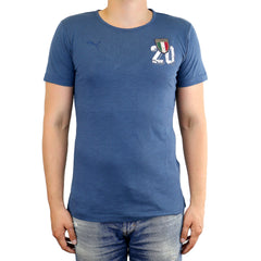 Puma FIGC Italia Azzurri Graphic Fan Tee Athletic T-Shirt - Dark Denim - Mens