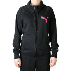 Puma SP Full Zip Cowl Sweater Terry Sweat Jacket - Black - Womens