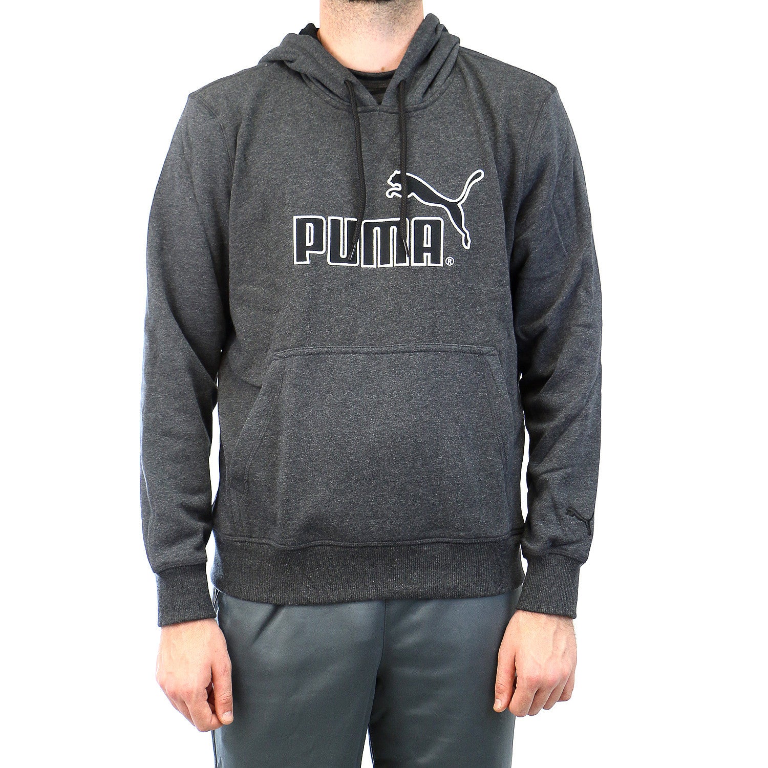 Puma NO 1 Logo Hoodie Medium Grey Heather White Mens