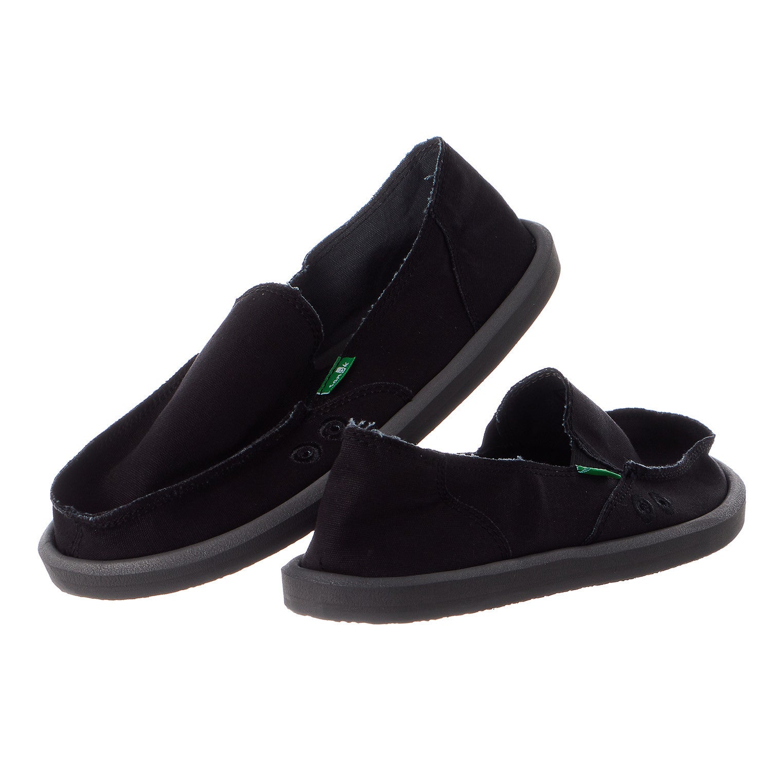 Sanuk, Shoes, Sanuk Womens Pair O Dice Womens Sneaker Size 9 Black  Leather Slip On Loafers