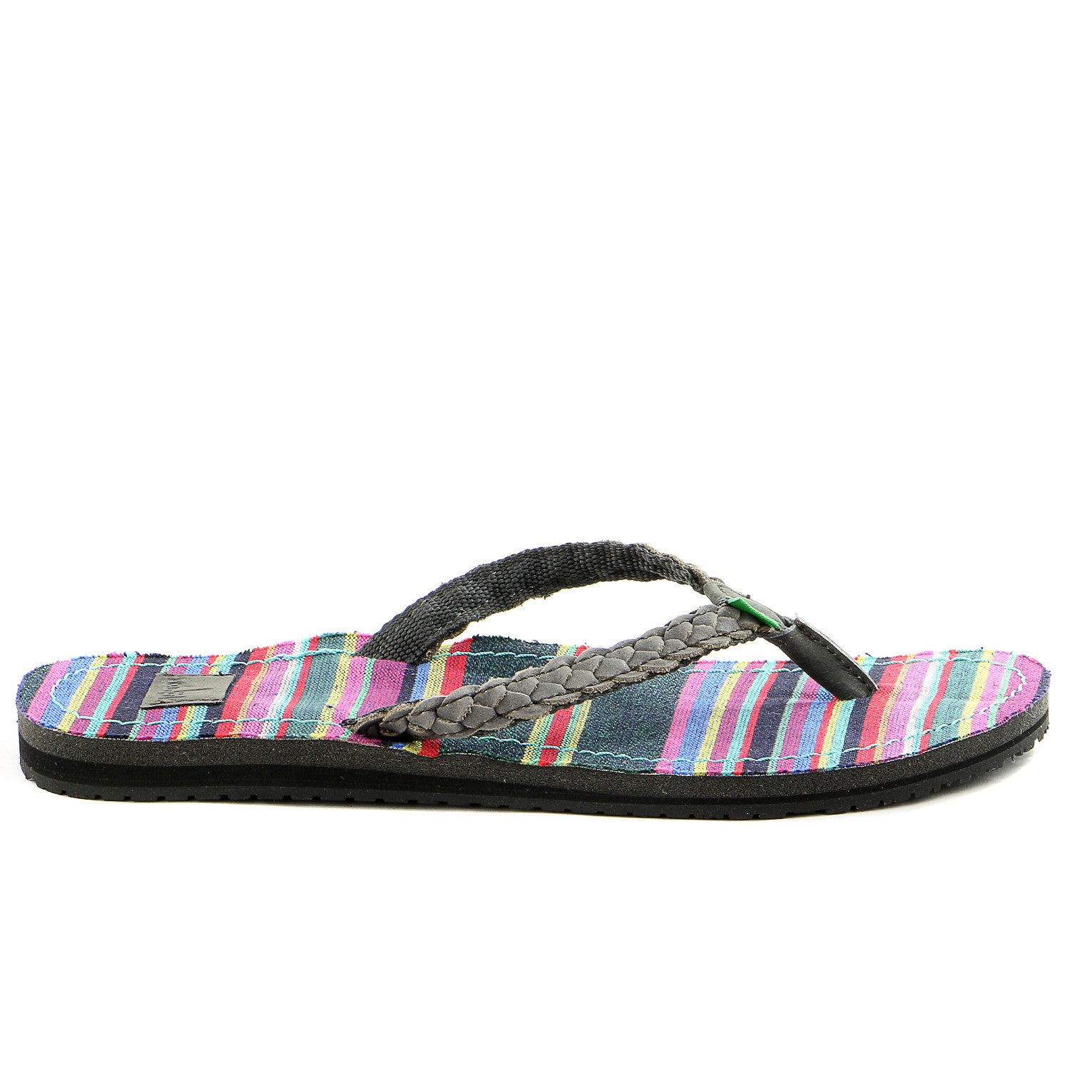 Sanuk Fraidy Cat Multicolor Women's canvas strap sandals Flip Flops Size 5,  6