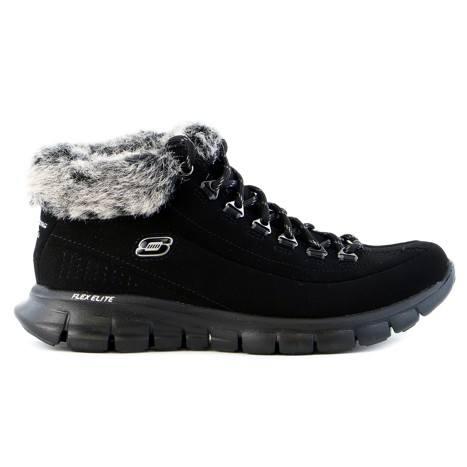 Skechers Synergy Vital Sign Snow Boot Shoe Black Womens