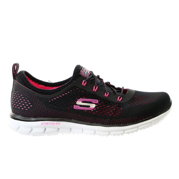 Skechers Harmony Fashion Sneaker Shoe - Black/Hot Pink-BKHP - Womens