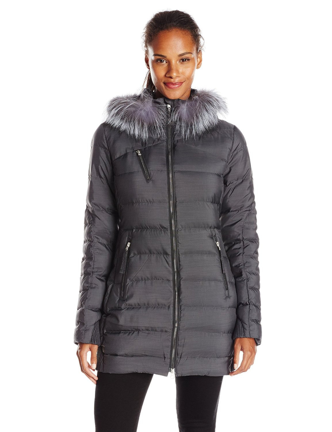 Spyder Aimie Long Down Coat Fur Hooded Jacket Womens