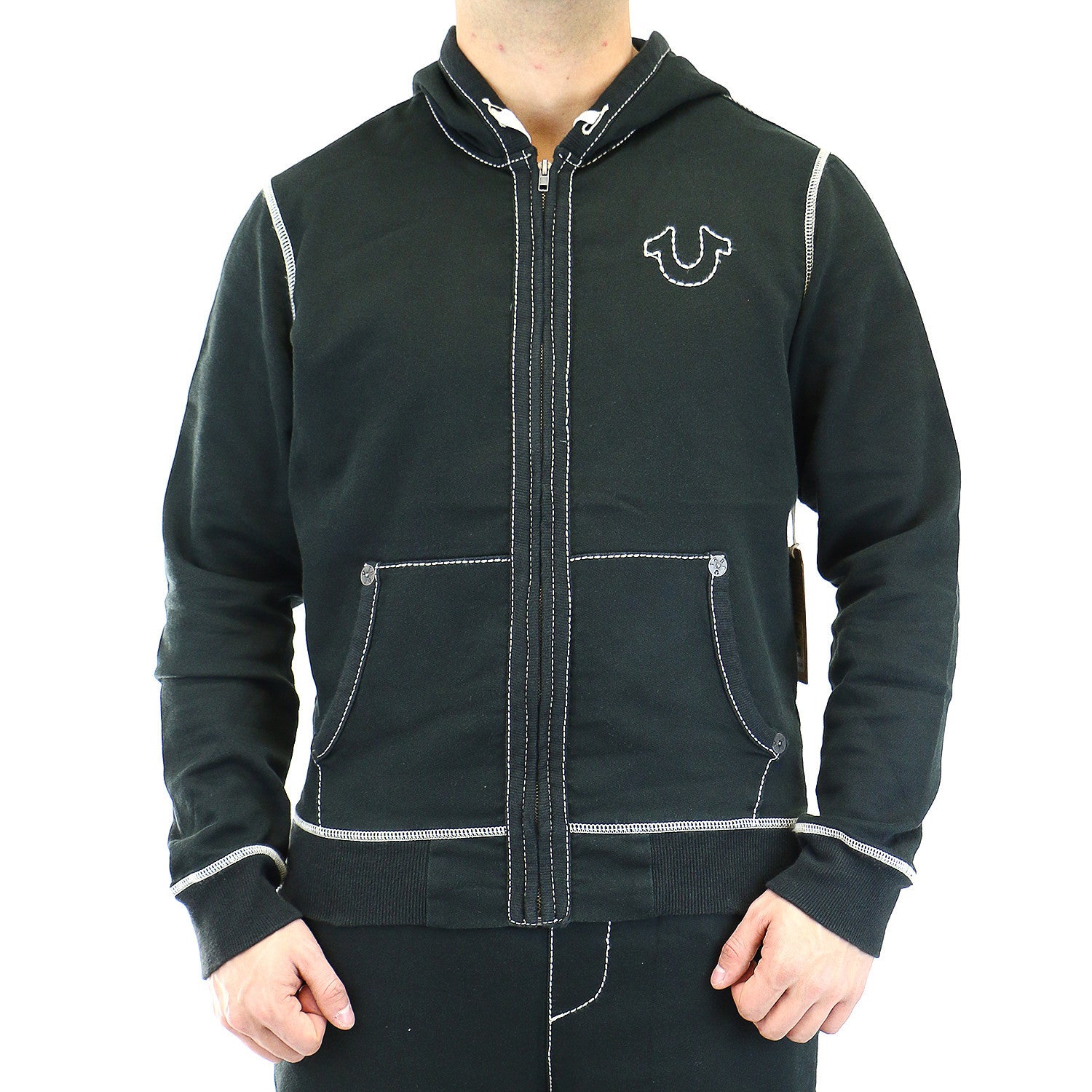 True Religion L/S Contrast Stitch Big T Fashion Hoodie Jacket